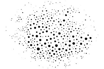 Black blobs isolated on white. Ink splash. Brushes droplets. Grainy texture background. Digitally generated image. Vector illustration, EPS 10.