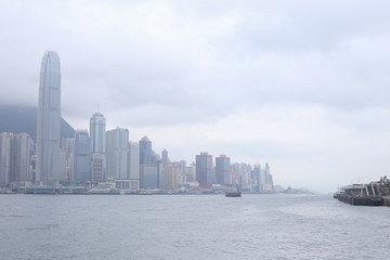 HONG KONG - May 5, 2014: Panoramic view from Avenue of stars