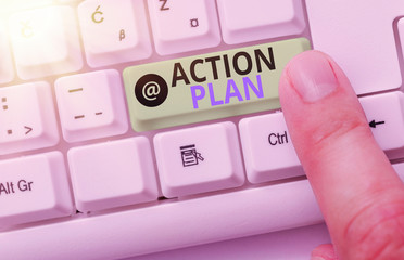 Word writing text Action Plan. Business photo showcasing detailed plan outlining actions needed to...