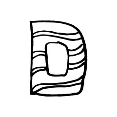 Trendy scandinavian alphabet, letter character D in vector. ABC hand lettering. Nordic typographic design for poster, banner, print, decoration kids playroom or greeting card. Cute educational letter