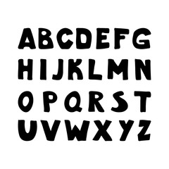 Trendy scandinavian alphabet in vector. ABC hand lettering. Nordic typographic design for poster, banner, print, decoration kids playroom or greeting card. Cute educational letters set.