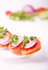 vegetarian sandwich shot on a white background