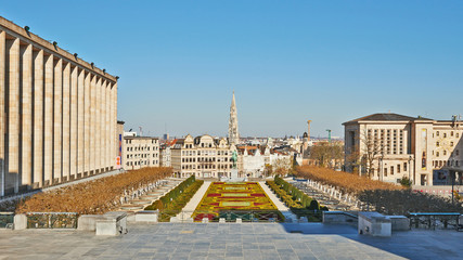 The Mont des arts at Brussels without any people during the confinement period.