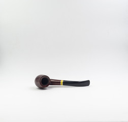 Old, used wooden tobacco pipe, isolated