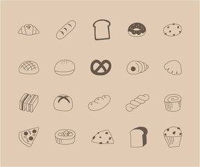 スイーツの手描きイラストのセット かわいい お菓子 デザート 洋菓子 ケーキ クッキー チョコレート Baked Goods Wall Mural Baked Goo Yugoro