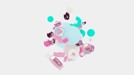 3d abstract background. Glass and plastic objects. 3d geometric shapes. Modern wallpaper. Creative digital design.