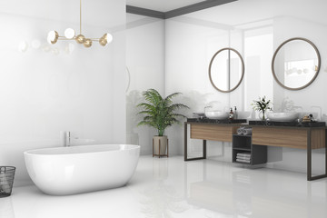 modern White bathroom 3d rendering 