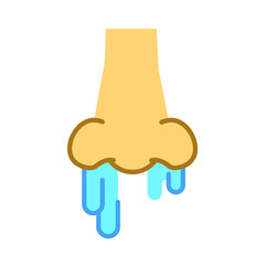 Runny nose flat color icon. Infectious diseases, colds, flu. Allergy symptoms. Sign for web page, mobile app, button, logo. Vector isolated button