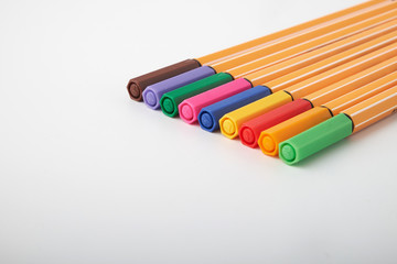 Lots of Assorted Colors Marker Pens Isolated on White Background