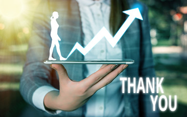 Word writing text Thank You. Business photo showcasing a polite expression used when acknowledging...