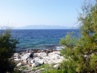  Mountains on the coast in Croatia from island Sucurai