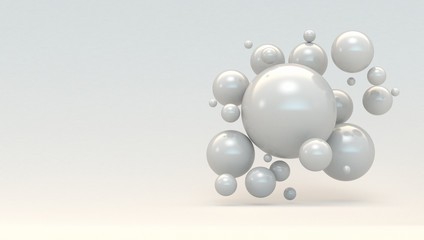 Shiny spheres flying on a white background. 3d render illustration for advertising.