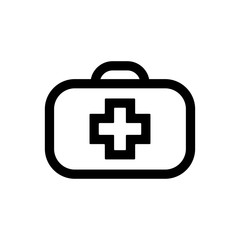 Medical bag line icon, outline vector sign, linear style pictogram isolated on white. First aid kit symbol, logo illustration. Editable stroke. Pixel perfect