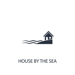 House by the sea icon. Simple real estate element illustration.