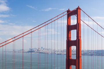 Golden Gate Bridge in San Francisco. View on Downtown.