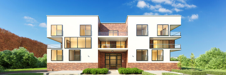 Neues Stadtvilla Mehrfamilienhaus als Panorama Header