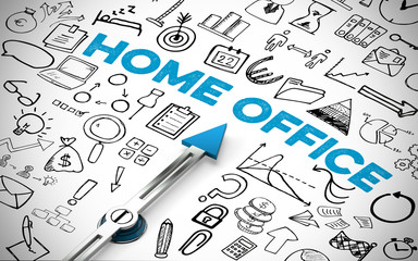 Home office Business Konzept mit Icons und Symbolen