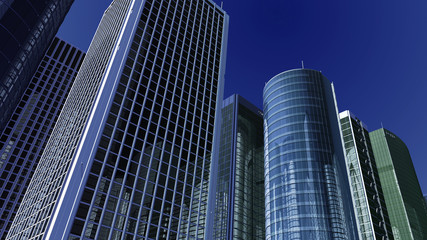 Fototapeta premium Modern Skyscraper Buildings office City Day Sky 3D illustration images