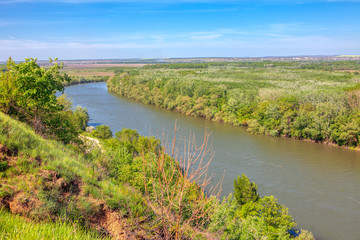 Fototapeta na wymiar Aerial view of Dnister River Scenery in Moldova 