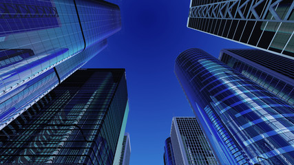 Modern Skyscraper Buildings office City Day Sky 3D illustration images