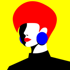 Young sexy woman with a fashionable short haircut. Vector illustration in pop art retro style.