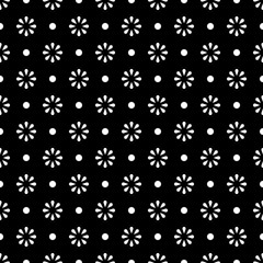 Flower geometric seamless black and white pattern. Isolated daisy on background, abstract simple flower design. Modern minimal design. Vector illustration perfect for graphic design ,textiles, print.