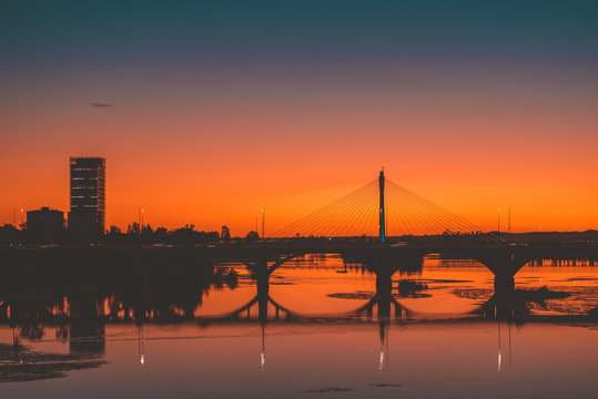 beautiful sunset over the Spanish city (badajoz)