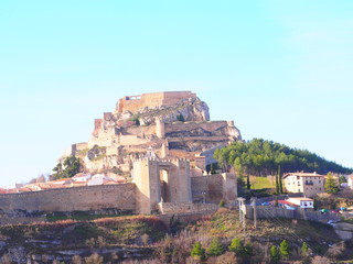 Fototapeta na wymiar Vistas exteriores de la ciudad fortificada de Morella, en El Maestrazgo.
