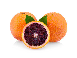 Red blood orange fruit isolated on white background