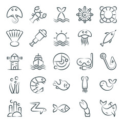 
Pack Of Undersea Doodle Icons 
