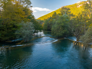 Pools and cascades on the Uni River in Martin Brod, one of the most beautiful and attractive parts of the Una and the Una National Park.