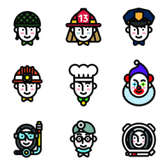 Fototapeta premium Pixel perfect icons of people with various occupations