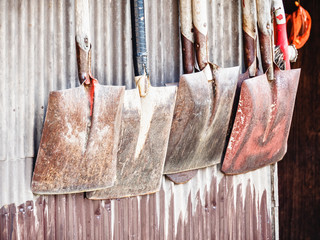 Old shovels in a japanese street