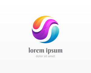 Abstract colorful circle logo. Simple sphere vector icon
