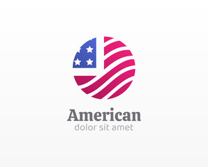 Circle flag. American circle flag icon