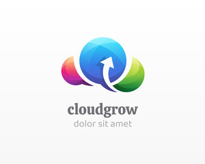 Cloud logo. Abstract creative combination cloud with arrow
