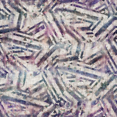 Seamless mixed media collage design in old aged worn look. Spliced stripe design overlaid, mottled, and distressed on fabric texture. Seamless repeat raster jpg pattern swatch.