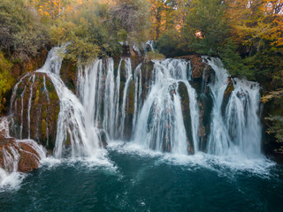 The Big Waterfall, known as the Milančev buk, is the largest and most beautiful part of Martin Brod on Una river in national park Una.