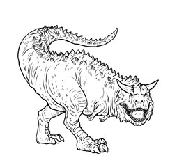 Carnivorous dinosaur - Carnotaurus. Dino isolated drawing.