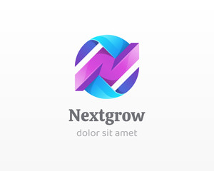 Letter n logo. Creative colorful growing symbol with letter mark icon.