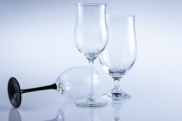 empty glasses for wine and beer isolated