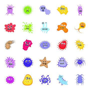 
Scary Microorganism Flat Icons Pack 
