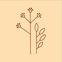 Single hand drawn element of folk flowers and trees. Doodle hand-draw illustrations in vector. Design for background, packaging, weddings, fabrics, textiles, wallpaper, website, postcards.