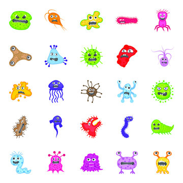 

Pack Of Germs Flat Icons 

