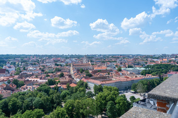 Naklejka na ściany i meble Panoramic view of the Old Town of Vilnius in Lithuania. June, 2019