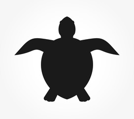 Sea turtle black silhouette icon.