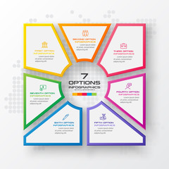 Business infographics template 7 steps with square,Element for design invitations,Vector illustration.
