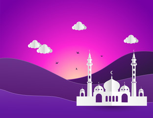 Ramadan Kareem greeting card. flat design
