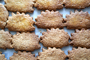 Oatmeal cookies in a tray