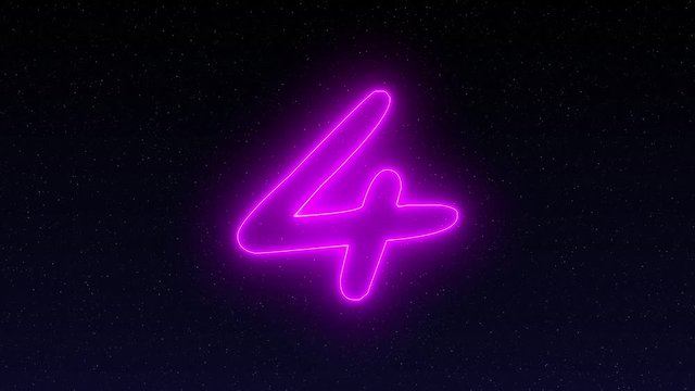 4K Video Countdown with neon light style. Royalty high-quality free the best stock video footage of countdown from 10 to 1 on black background